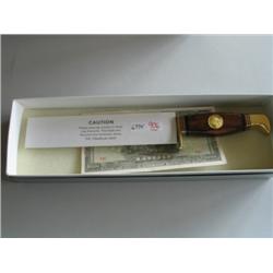 FRANKLIN MINT HUNTING KNIFE & JAPANESE NOTE