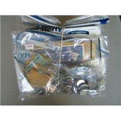 LOT, RMS LUSITANIA 1911 INSPECT. CARD, JAPANCES OCCUP. DOLLARS & PESO BILLS, MISC. FOREIGN BILLS, SI