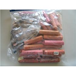 LOT, (25) CANADIAN PENNY ROLLS & APPROX. 460 CANADIAN PENNIES