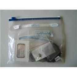 LOT, MISC. 1879 SILVER DOLLAR, 1922 SILVER DOLLAR, (3) MISC. 1 OZ SILVER, (5) HALF DOLLARS, STONE & 