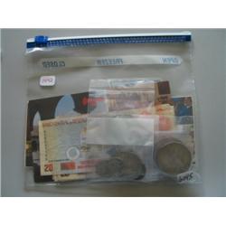 LOT, 1881 SILVER DOLLAR, 1887 SILVER DOLLAR, (2) 1921 SILVER DOLLARS, MISC. PERUVIAN BILLS (20 $ 5,0