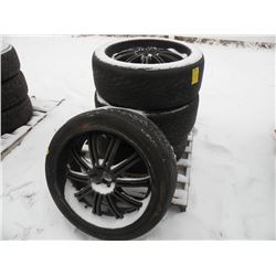 Qty 4 Toyo 285/40R24 tires on custom mag wheels