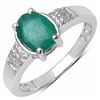 Image 1 : Sterling Silver Zambian Emerald and Diamond Ring