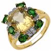 Image 1 : Sterling Silver Golden Citrine and Chrome-Diopside Ring