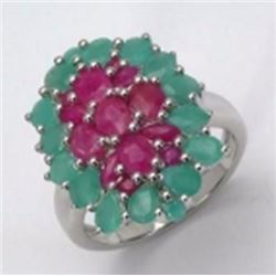 Sterling Silver Emerald and Ruby Ring