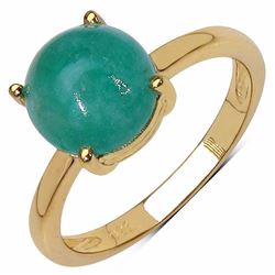 Sterling Silver Sakota Cabochon Emerald Solitaire Ring