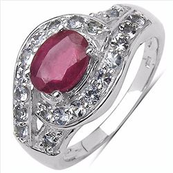 Sterling Silver Ruby and Tanzanite Ring