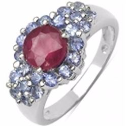 Sterling Silver Ruby and Tanzanite Ring