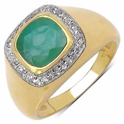 Sterling Silver Checkerboard  Sakote Emerald Ring