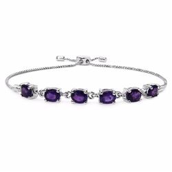 Sterling Silver African Amethyst Adjustable Bracelet