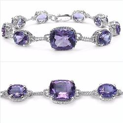 Sterling Silver Brazil Amethyst Station Bracelet