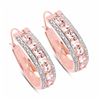 Image 1 : Sterling Silver Morganite and Diamond Hoop Earrings