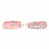 Image 3 : Sterling Silver Morganite and Diamond Hoop Earrings