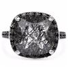 Image 3 : Sterling Silver Black Rutile and Black Spinel Ring