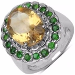 Sterling Silver Citrine and Chrome-Diopside Ring