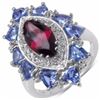 Image 1 : Sterling Silver Rhodolite and Tanzanite Ring