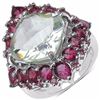 Image 1 : Sterling Silver Green Amethyst and Rhodolite Ring