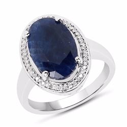 Sterling Silver Madagascar Sapphire and Diamond Ring