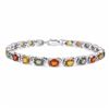 Image 1 : Sterling Silver Multi Color Sapphire Bracelet