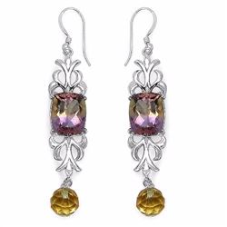 Sterling Silver African Amethyst and Citrine Earrings