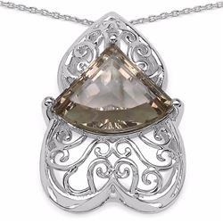 Sterling Silver Fancy Cut Smoky Quartz Pendant