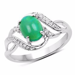 Sterling Silver Cabochon Green Opal Ring