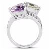 Image 2 : Sterling Silver Pink and Green Amethyst Ring