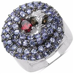 Sterling Silver Garnet and Tanzanite Ring