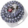 Image 1 : Sterling Silver Garnet and Tanzanite Ring
