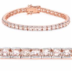 Sterling Silver Morganite Tennis Bracelet