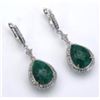 Image 1 : Sterling Silver Emerald Drop Earrings