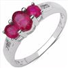 Image 1 : Sterling Silver Ruby 3 Stone Ring