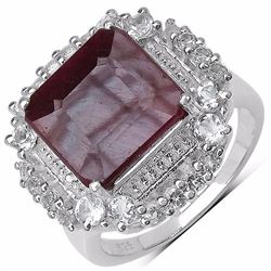 Sterling Silver Octagon Ruby Ring