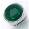 Image 1 : Sterling Silver Cabochon Green Onyx Ring