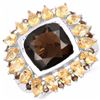 Image 1 : Sterling Silver Smoky Quartz and Citrine Ring