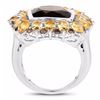 Image 2 : Sterling Silver Smoky Quartz and Citrine Ring