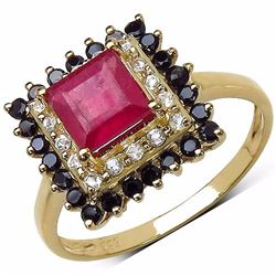 Sterling Silver Ruby and Black Spinel Ring