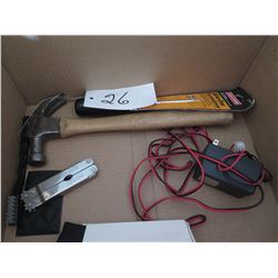 Hammer and misc tools in box