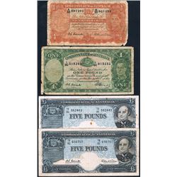 Australia, KGVI-QEII, Ten Shillings - Five Pounds, Accumulation (R.15, 31, 50 (2)), 1949-60, VG-gFin