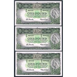 Australia, QEII, One Pound, Coombs/Wilson (R.64b), 1961, HK61/869332-4, aEF