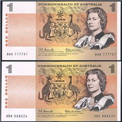 Australia, QEII, One Dollar, Coombs/Wilson (R.71, 71F), 1966, First Prefix , AAA/777761