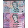 Image 1 : Australia, QEII, Five Dollars, Accumulation (R.214, 218a), 1992-6, Unc