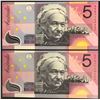 Image 2 : Australia, QEII, Five Dollars, MacFarlane/Evans (R.219, 219F, ), 2001, First Prefix, AA01/152887, Un