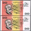 Image 2 : Australia, QEII, Twenty Dollars, Fraser/Evans (R.415i), 1993, AAA Prefix, NPA Issue, aEF-Unc