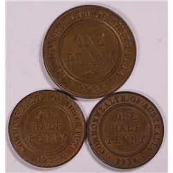 Australia, KGV, Half Penny - Penny, 1934, EF-gEF