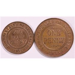 Australia, KGV, Half Penny - Penny, 1936, gEF-Unc