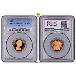 Australia, QEII, Proof Two Cents, 1969, PCGS PR69DCAM