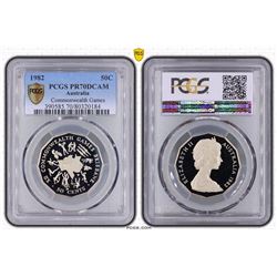 Australia, QEII, Proof Fifty Cents, 1982, Commonwealth Games, PCGS PR70DCAM