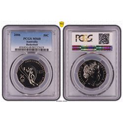 Australia, QEII, Fifty Cents, 2006, Commonwealth Games, Basketball, PCGS MS68