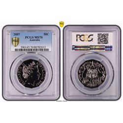 Australia, QEII, Fifty Cents, 2007, PCGS MS70